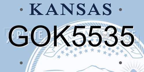 GOK5535 Kansas License Plate