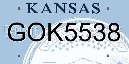 GOK5538 Kansas License Plate