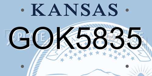 GOK5835 Kansas License Plate