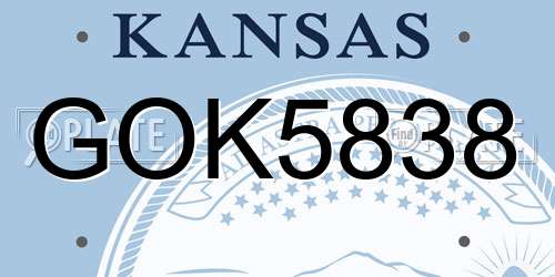GOK5838 Kansas License Plate