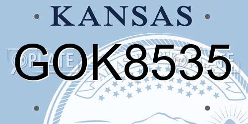 GOK8535 Kansas License Plate