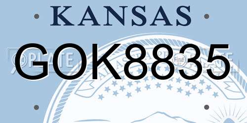 GOK8835 Kansas License Plate