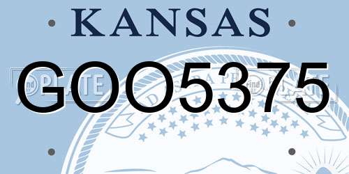 GOO5375 Kansas License Plate