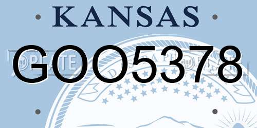 GOO5378 Kansas License Plate