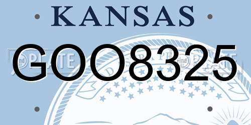 GOO8325 Kansas License Plate
