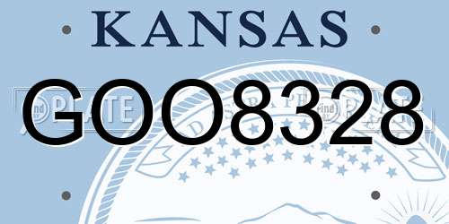 GOO8328 Kansas License Plate