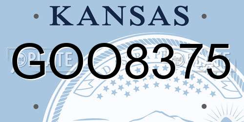 GOO8375 Kansas License Plate
