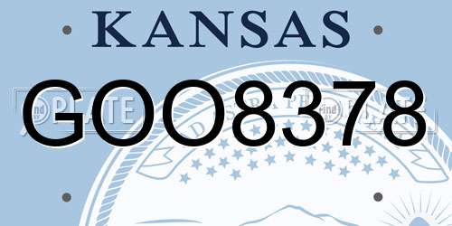 GOO8378 Kansas License Plate