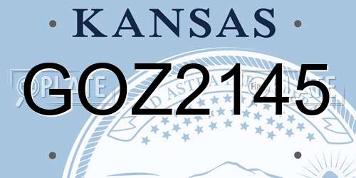 GOZ2145 Kansas License Plate