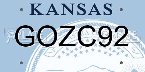 GOZC92 Kansas License Plate