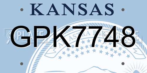 GPK7748 Kansas License Plate