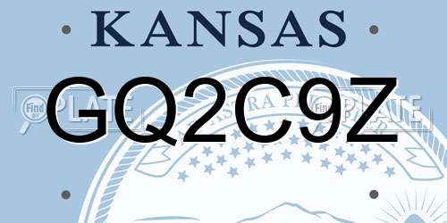 GQ2C9Z Kansas License Plate