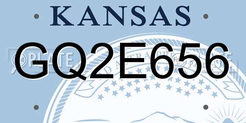GQ2E656 Kansas License Plate