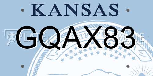 GQAX83 Kansas License Plate