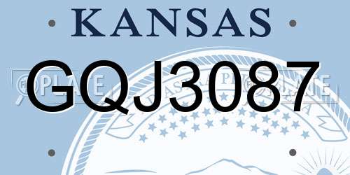 GQJ3087 Kansas License Plate
