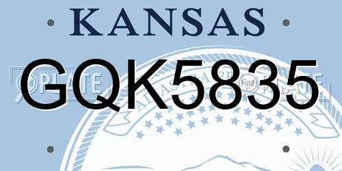 GQK5835 Kansas License Plate