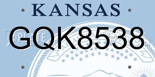 GQK8538 Kansas License Plate
