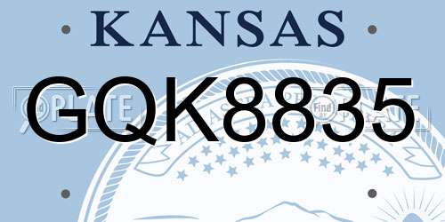 GQK8835 Kansas License Plate