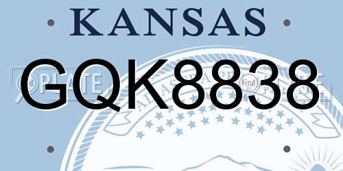 GQK8838 Kansas License Plate