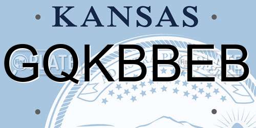 GQKBBEB Kansas License Plate