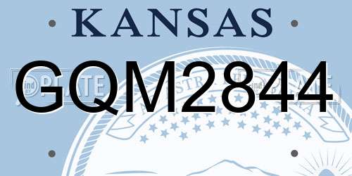 GQM2844 Kansas License Plate
