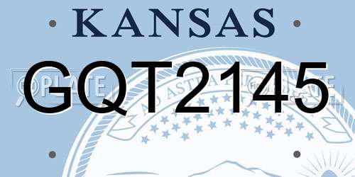 GQT2145 Kansas License Plate