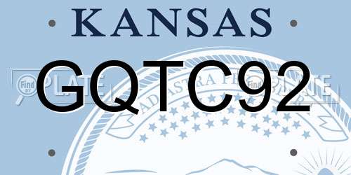 GQTC92 Kansas License Plate
