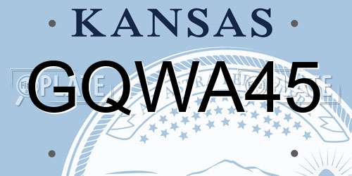 GQWA45 Kansas License Plate