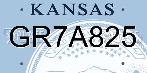 GR7A825 Kansas License Plate