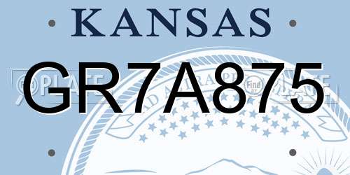 GR7A875 Kansas License Plate