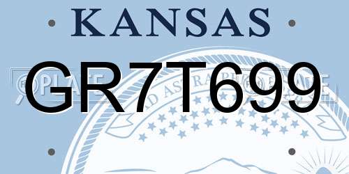 GR7T699 Kansas License Plate