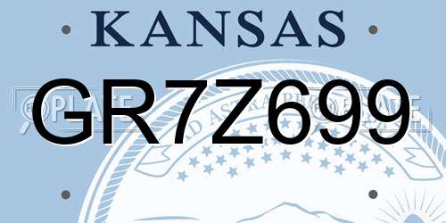 GR7Z699 Kansas License Plate