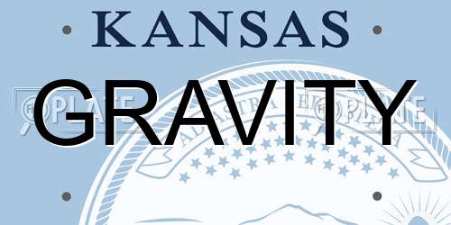 GRAVITY Kansas License Plate