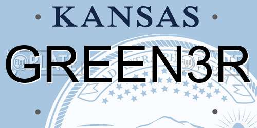 GREEN3R Kansas License Plate