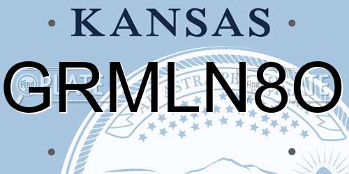 GRMLN8O Kansas License Plate