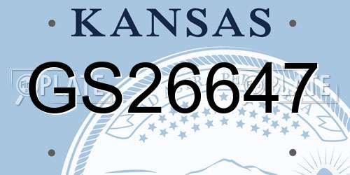 GS26647 Kansas License Plate