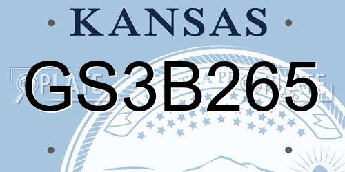 GS3B265 Kansas License Plate