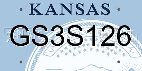 GS3S126 Kansas License Plate