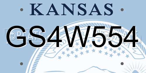 GS4W554 Kansas License Plate
