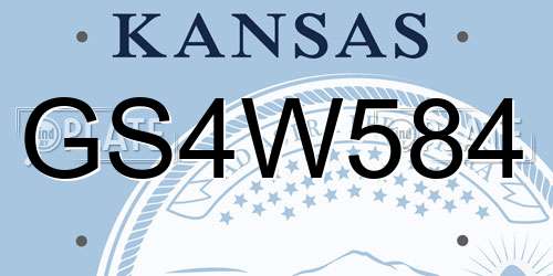 GS4W584 Kansas License Plate