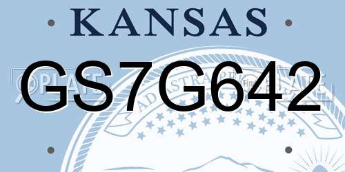 GS7G642 Kansas License Plate