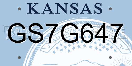 GS7G647 Kansas License Plate