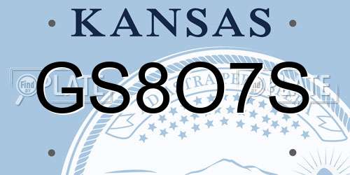 GS8O7S Kansas License Plate