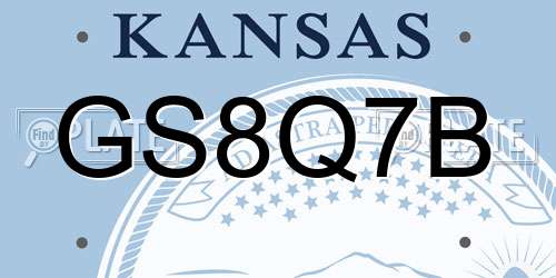 GS8Q7B Kansas License Plate