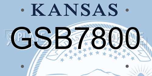 GSB7800 Kansas License Plate