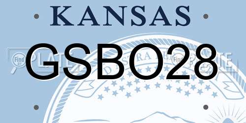 GSBO28 Kansas License Plate