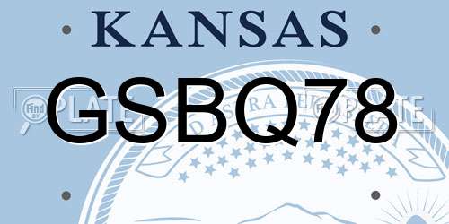 GSBQ78 Kansas License Plate