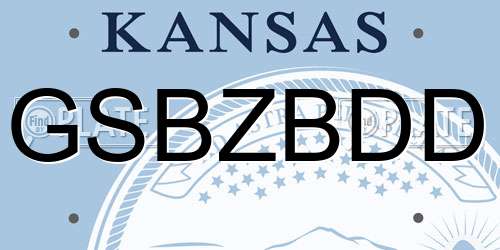 GSBZBDD Kansas License Plate
