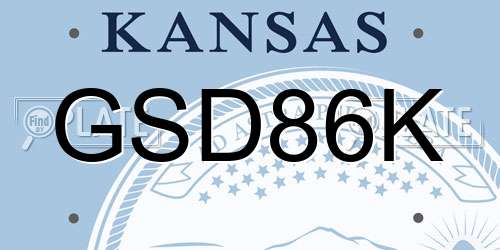 GSD86K Kansas License Plate