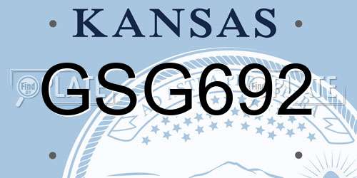 GSG692 Kansas License Plate
